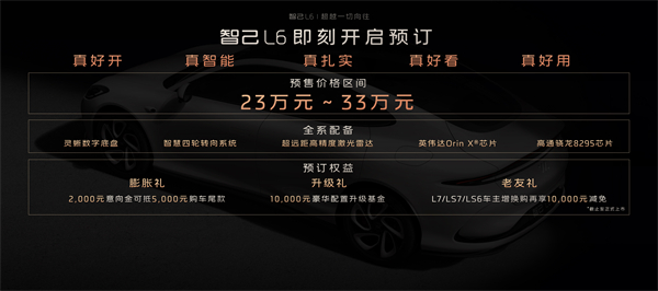 “超級智能轎車”智己L6正式發(fā)布，預售價格23萬元~33萬元 尖端科技首搭之王